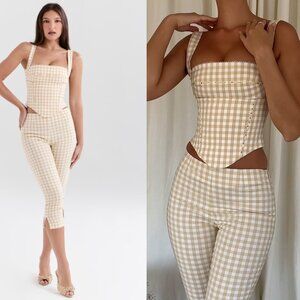 House of CB 'Lottie' & 'Carella' Gingerbread Gingham Capri Set NWT